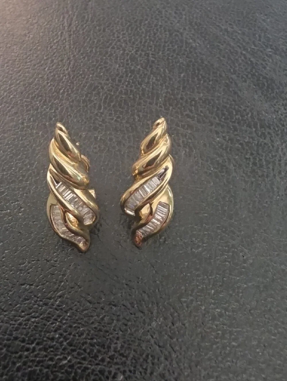 10k Diamond Baguette Post Earrings